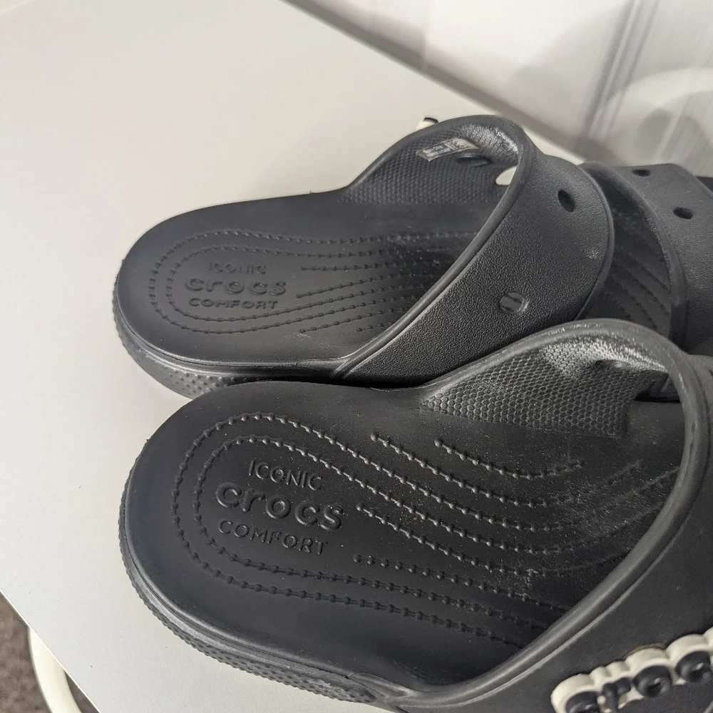 Crocs Unisex Shoes Black Classic Sandals Mens 8 Womens 10 2 Strap Slide Jibbit